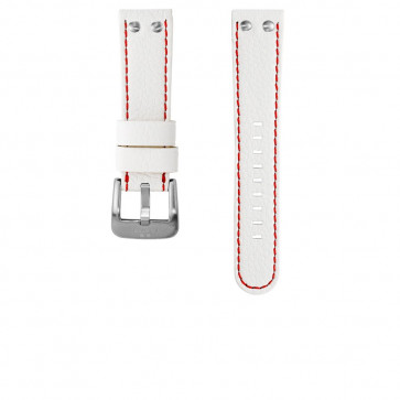 TW Steel bracelet de montre TWB39 / TW39 Cuir Blanc 22mm + coutures  rouges